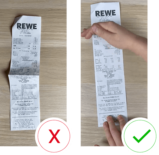 Photo: straighting out a receipt